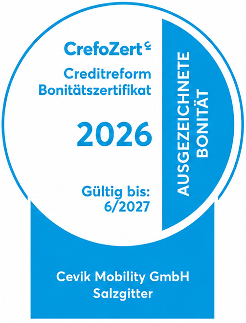 CrefoZert 2026 Bonitätszertifikat von Cevik Mobility